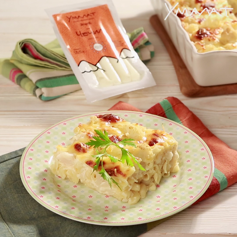 Как приготовить Макароны, запеченные с цветной капустой и чечилом